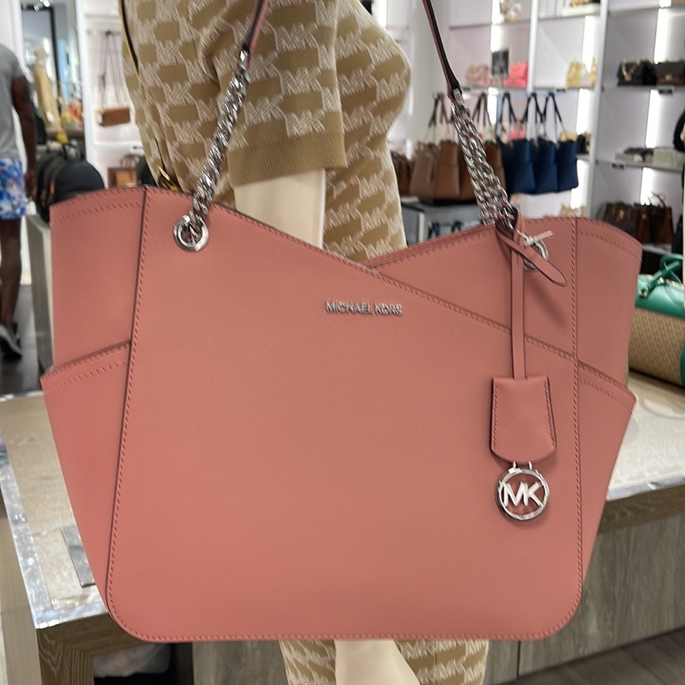 Michael Kors Pink Leather Chain-Handle Shoulder Tote